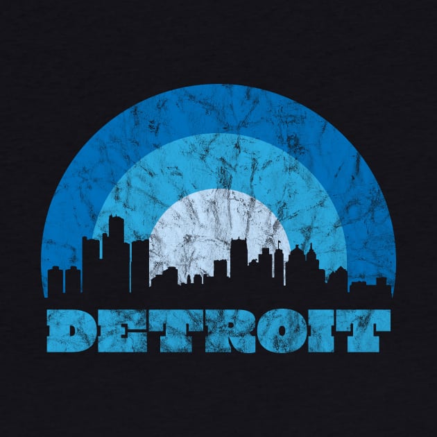 Detroit Vintage Sunrise - Football Colors by SchaubDesign